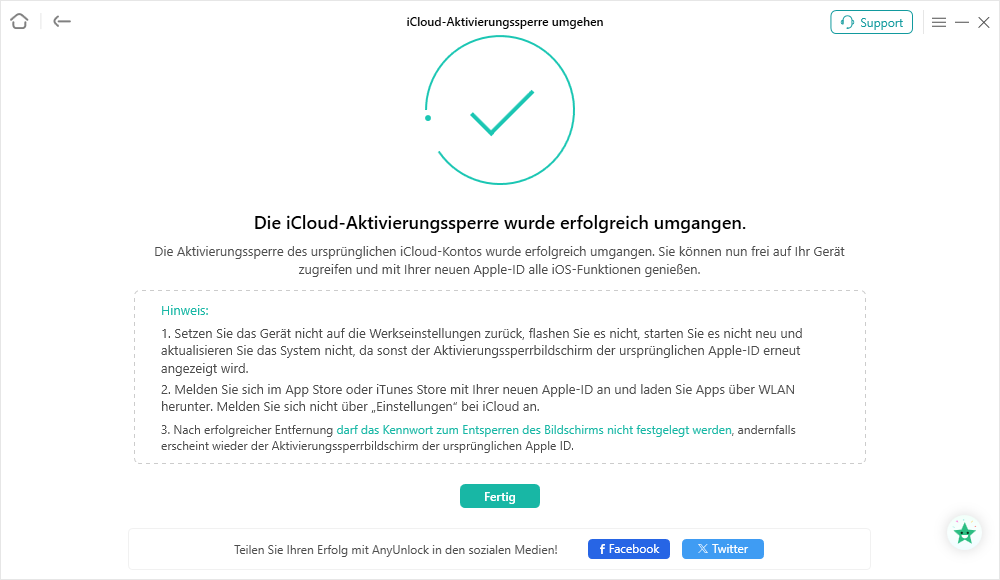 Umgehung erfolgreich