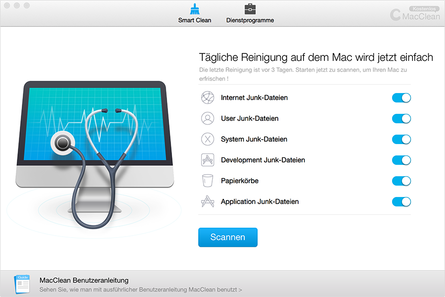 Die Hauptschnittstelle vom MacClean, Smart Clean