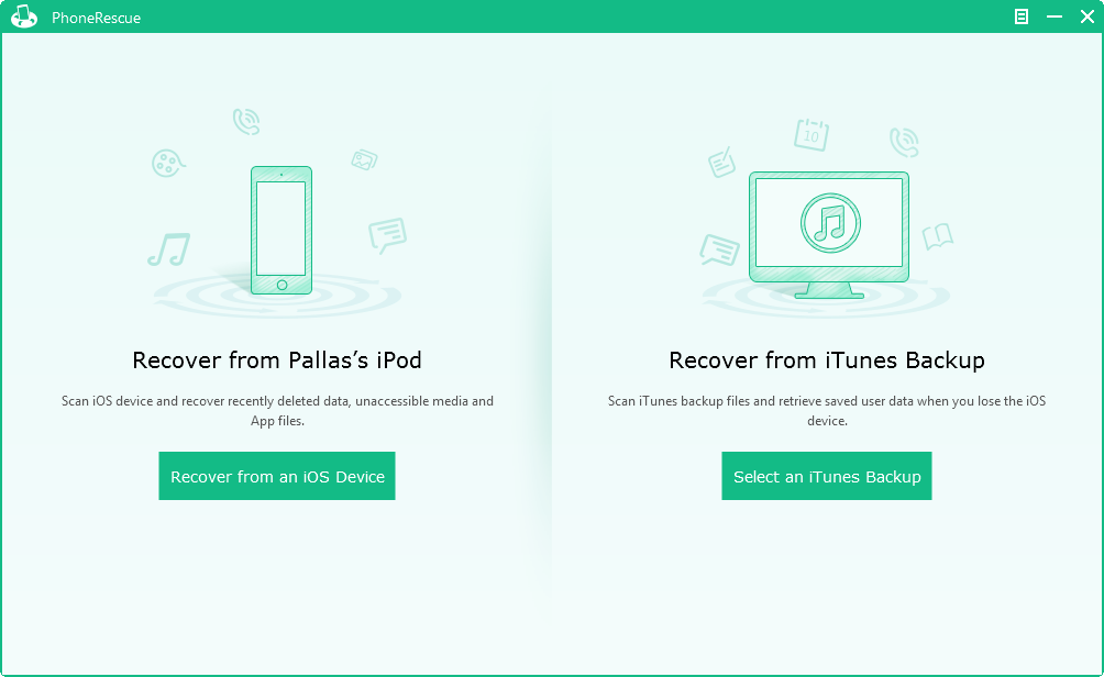 PhoneRescue Welcome Interface