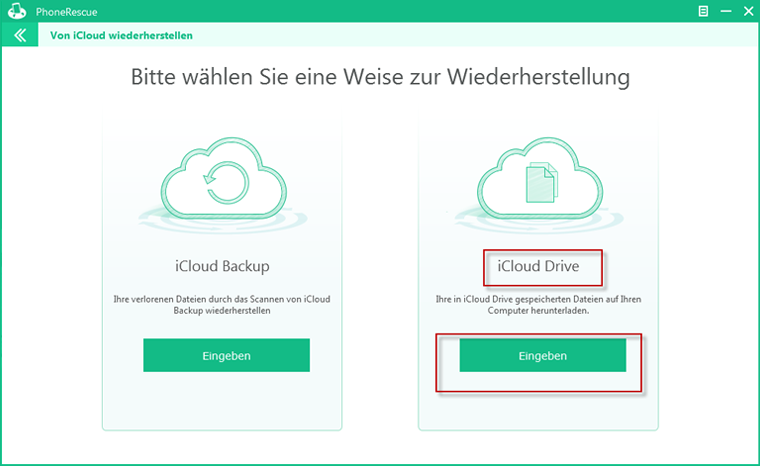 iCloud Drive auswählen
