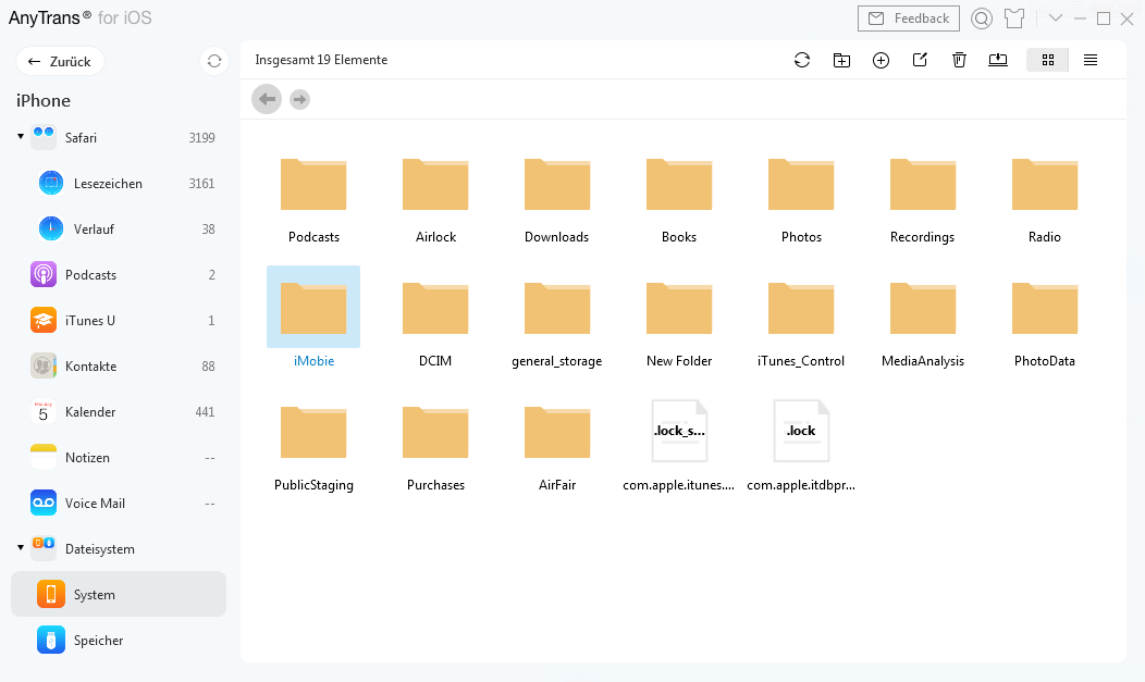 System Dateien-Fenster