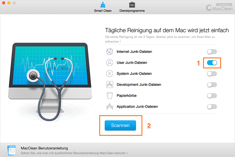 Scan der User Junk-Dateien starten – Schritt 1