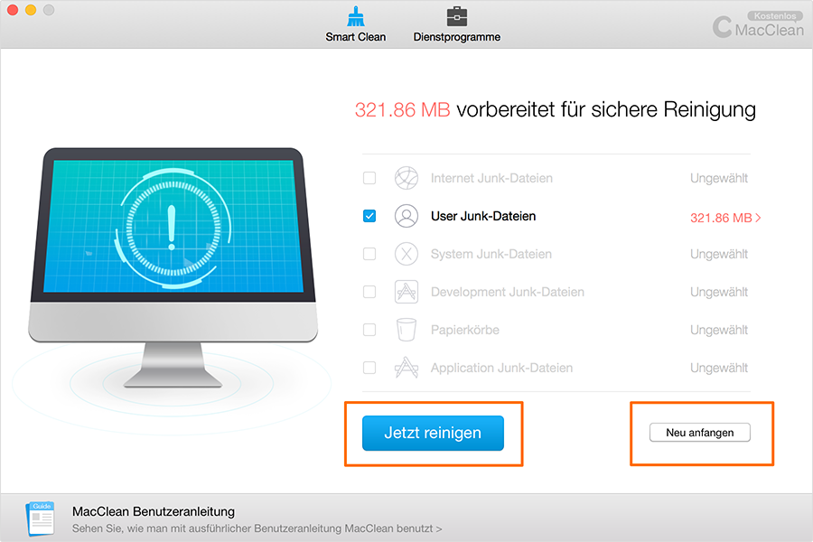 Junk-Dateien reinigen – Schritt 3