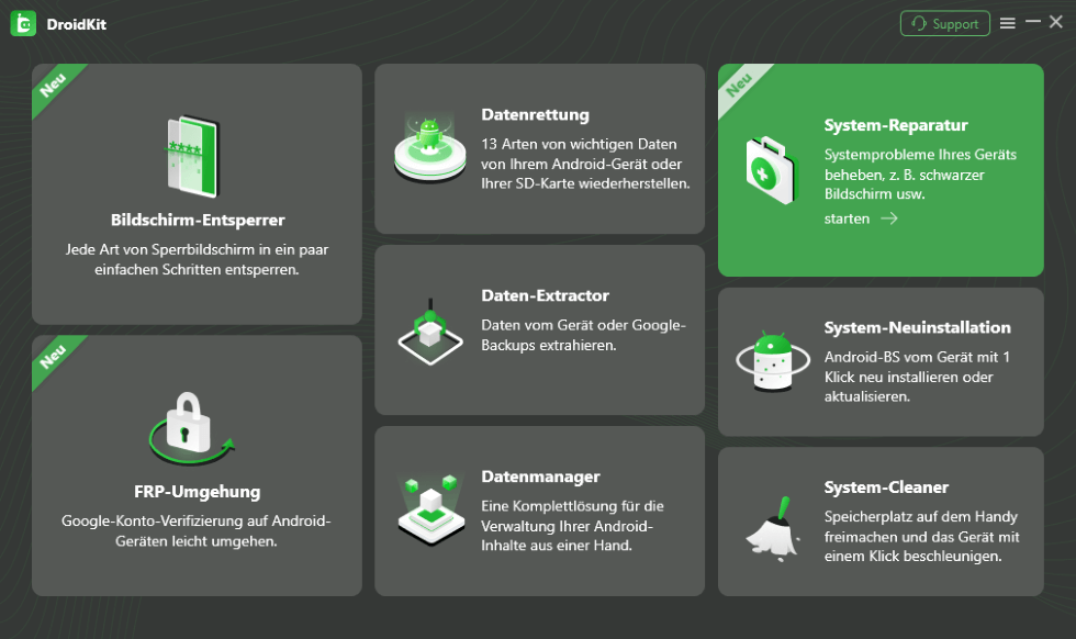 wählen Sie die Option „System-Reparatur“