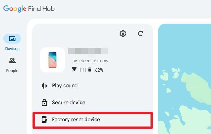 Android-Handy über Google Find Hub auf Werkseinstellungen zurücksetzen