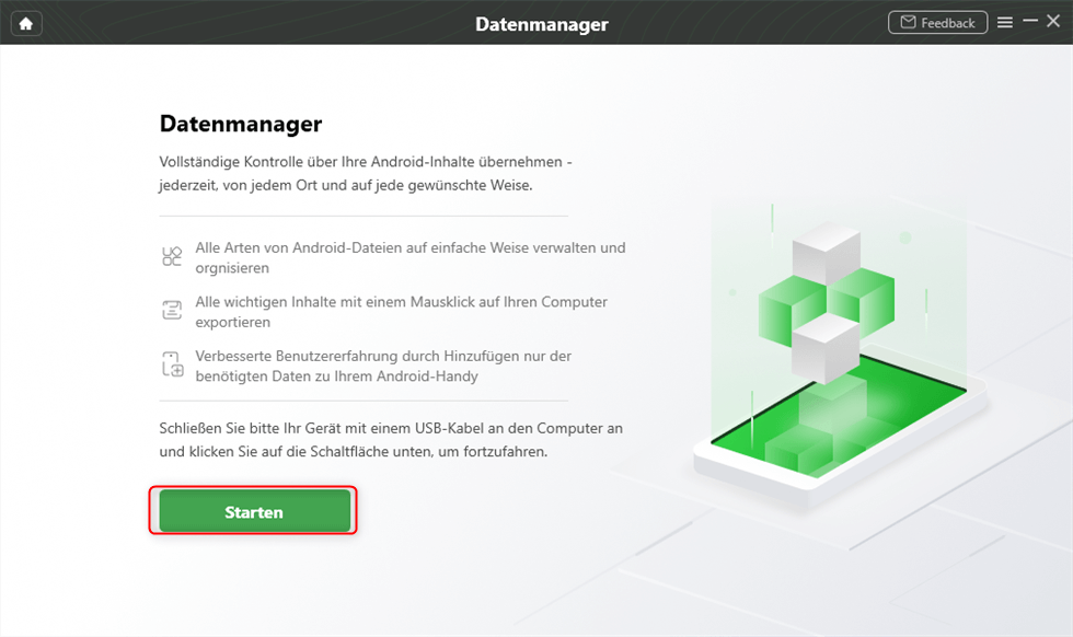 Auf Starten klicken, um fortzufahren