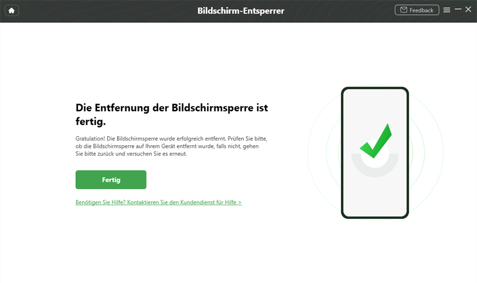 Bildschirm Entsperrer ist fertig