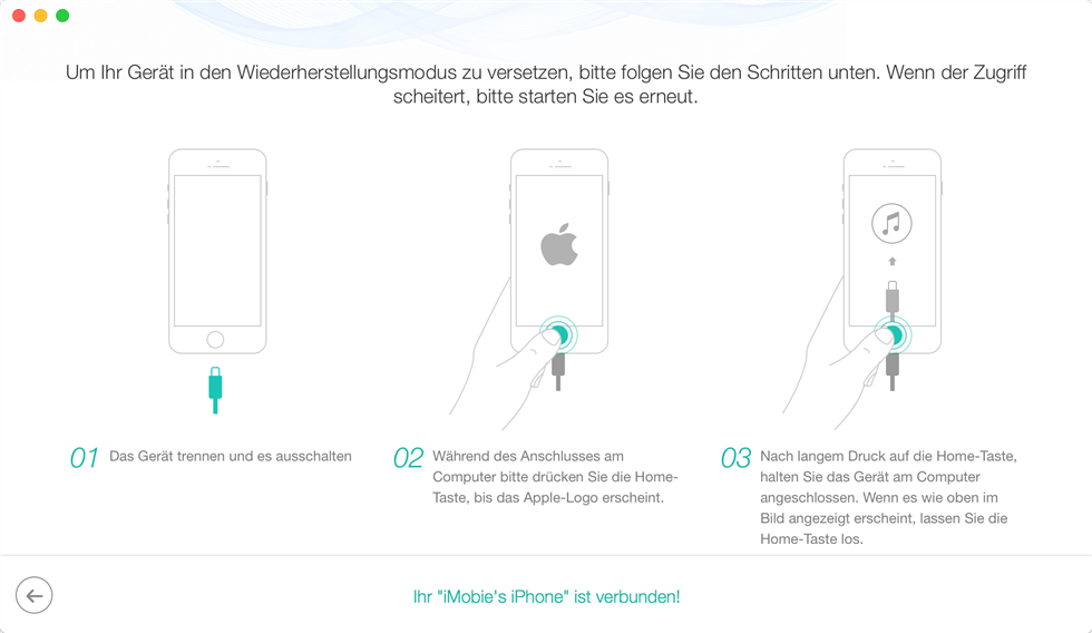 Das Gerät in den Wiederherstellungsmodus versetzen