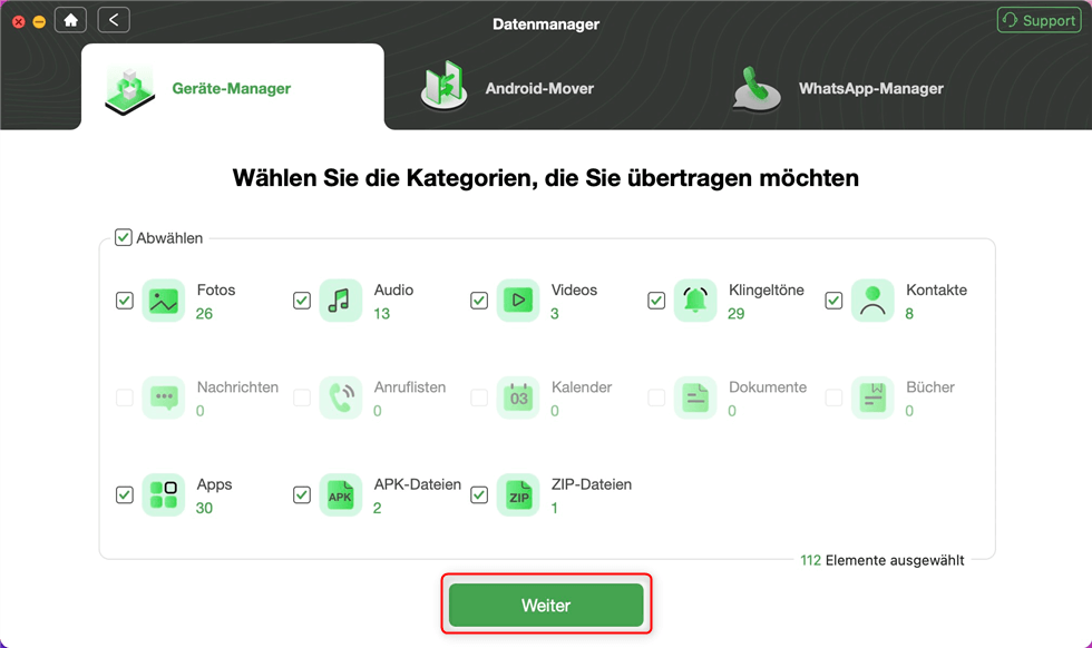 Klicken Sie auf "Weiter"