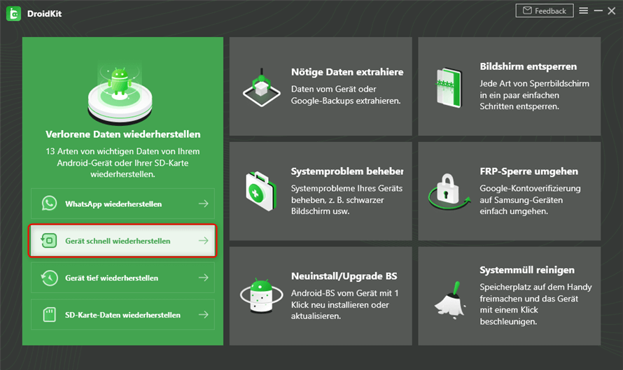 iMobie DroidKit Homepage anzeigen