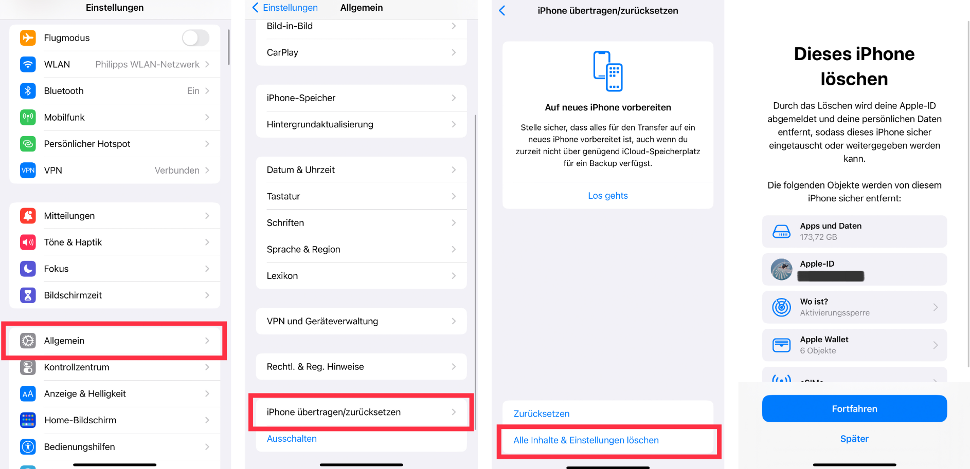 iPhone auf Werkseinstellungen direkt zurücksetzen