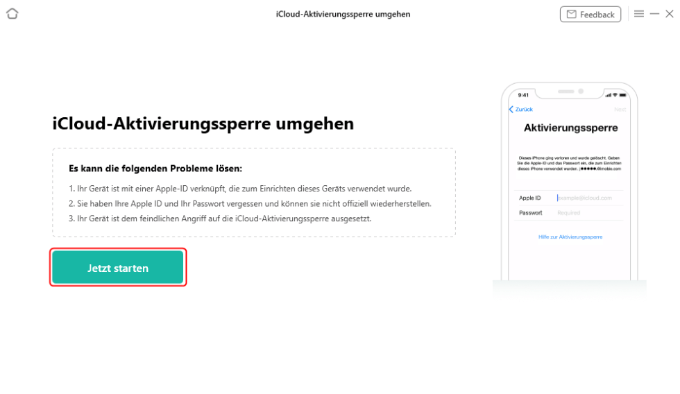 klicken Sie auf „Jetzt starten“
