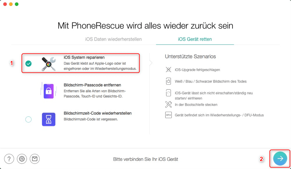 iOS-System reparieren mit PhoneRescue