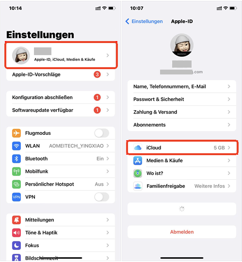 Direkt in iCloud importieren