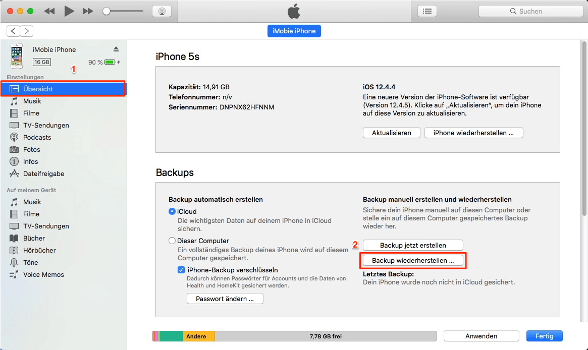 iTunes-Wiederherstellen