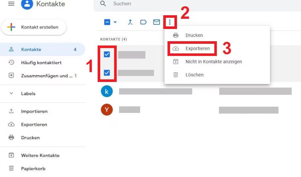 In Google Kontakte-Exportieren