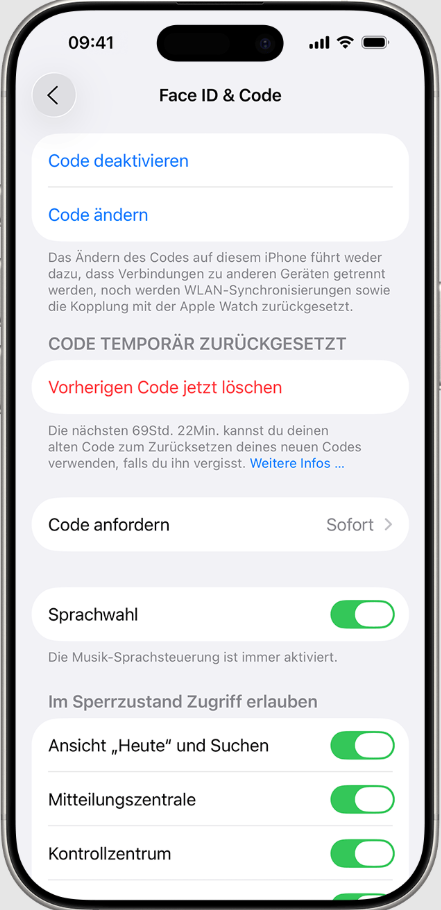 Vorherigen Code jetzt löschen