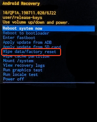 Löschen von Daten Factory Reset