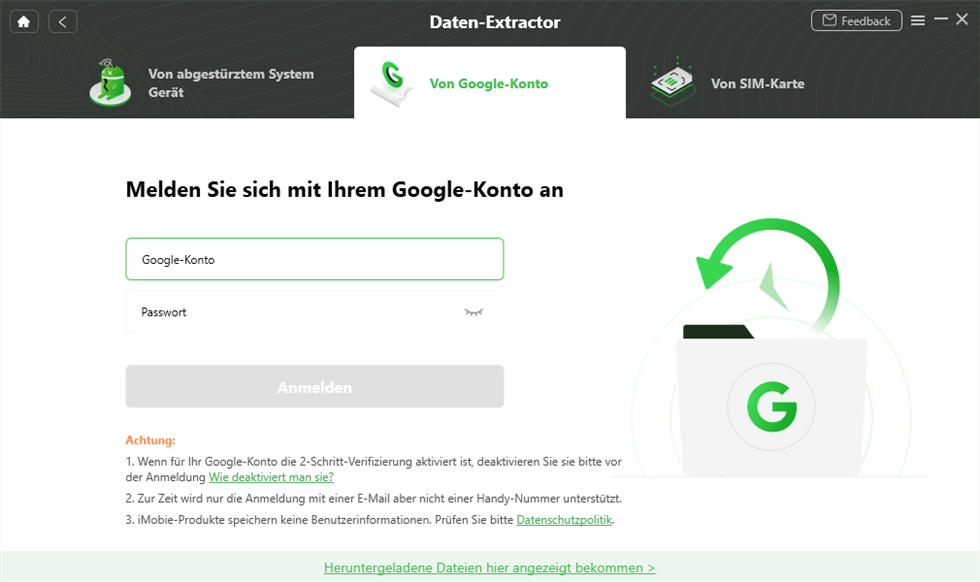 sich bei Google-Konto anmelden