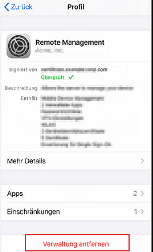 Verwaltung entfernen