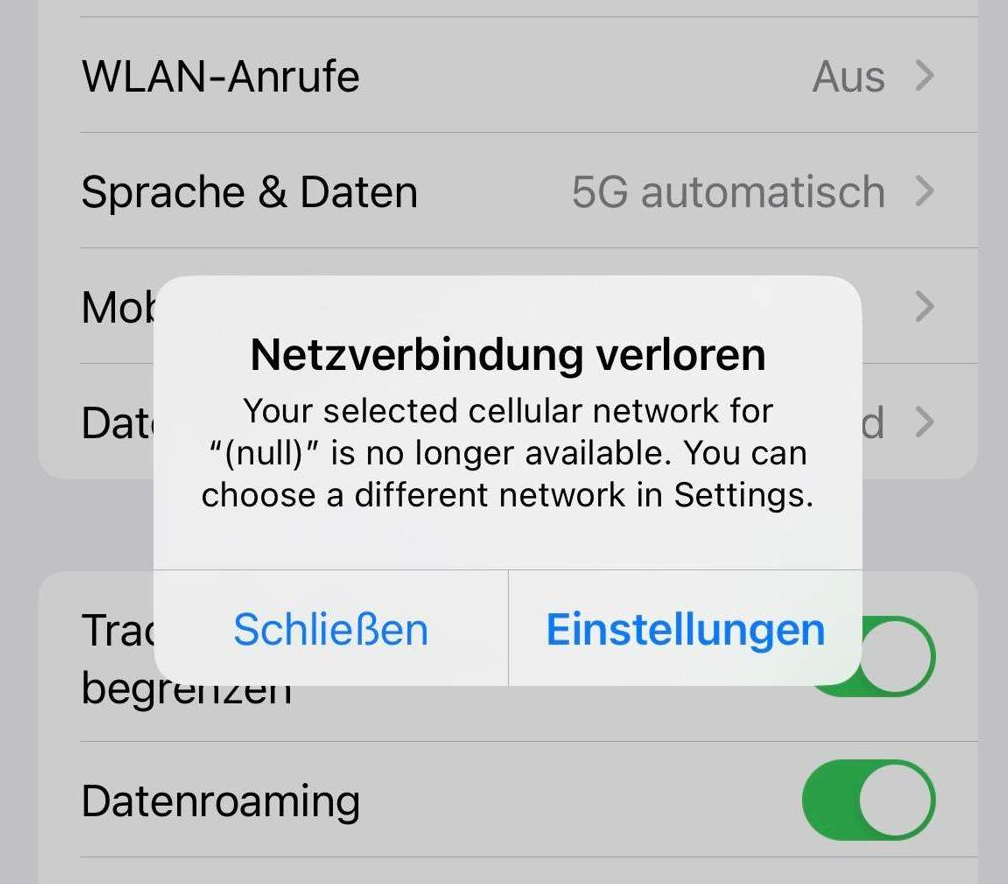 iPhone zeigt Empfang aber keine Internetverbindung