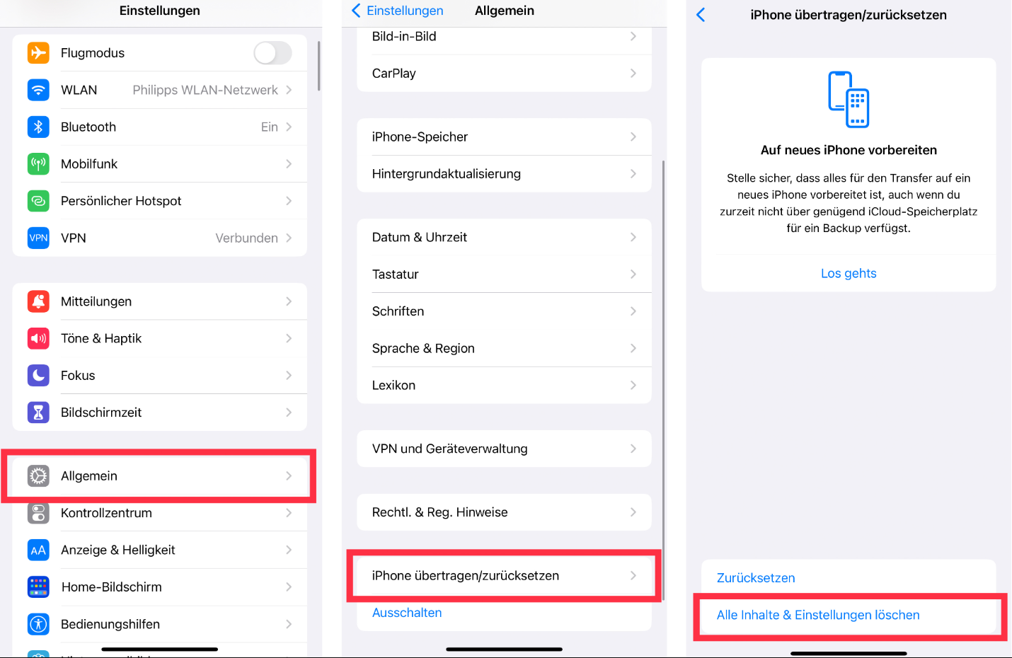 iPhone übertragen/zurücksetzen