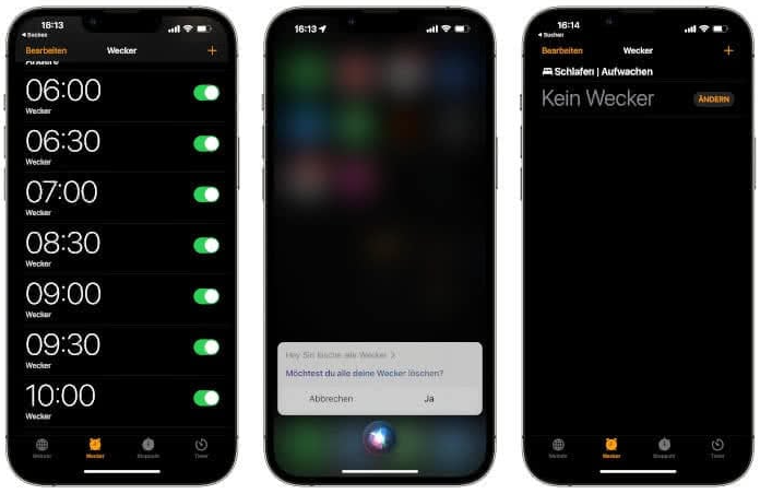 Löschen Sie den Wecker und erstellen Sie ihn neu