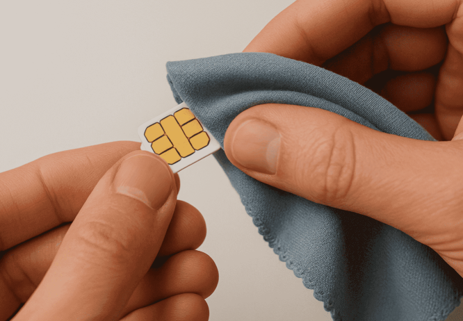 SIM-Karte prüfen und reinigen