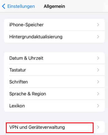 VPN & Geräteverwaltung