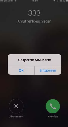Anruf fehlgeschlagen – SIM gesperrt