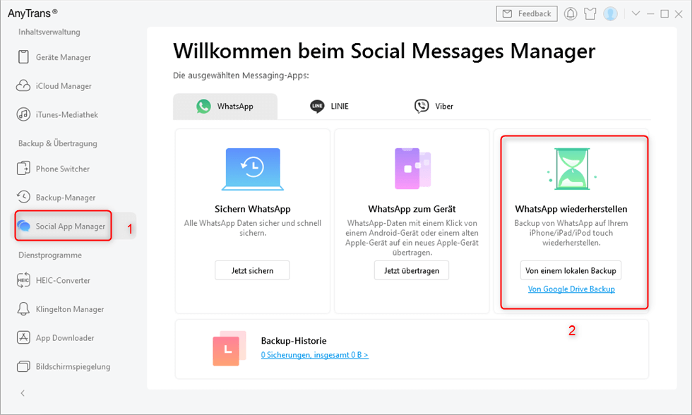 AnyTrans-WhatsApp wiederherstellen