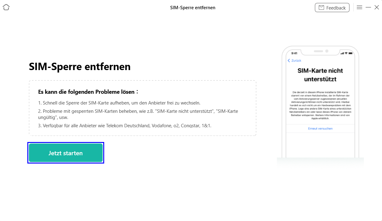 Auf die Schaltfläche „Jetzt starten“ klicken