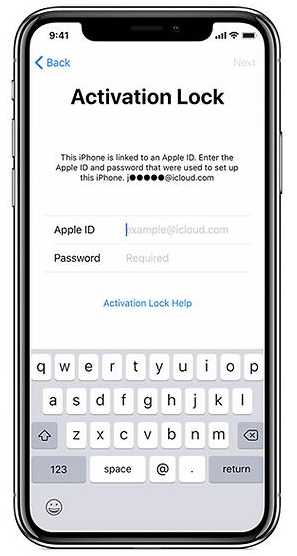 iPhone Aktivierungssperre Bildschirm mit Apple Account Anfrage