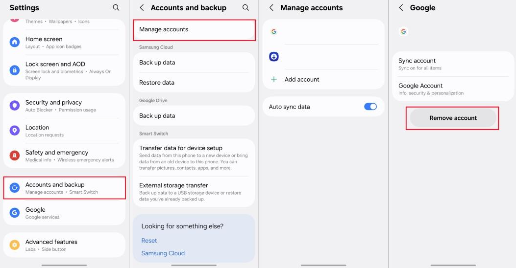 Google-Konto vor dem Werksreset auf einem Samsung-Gerät entfernen