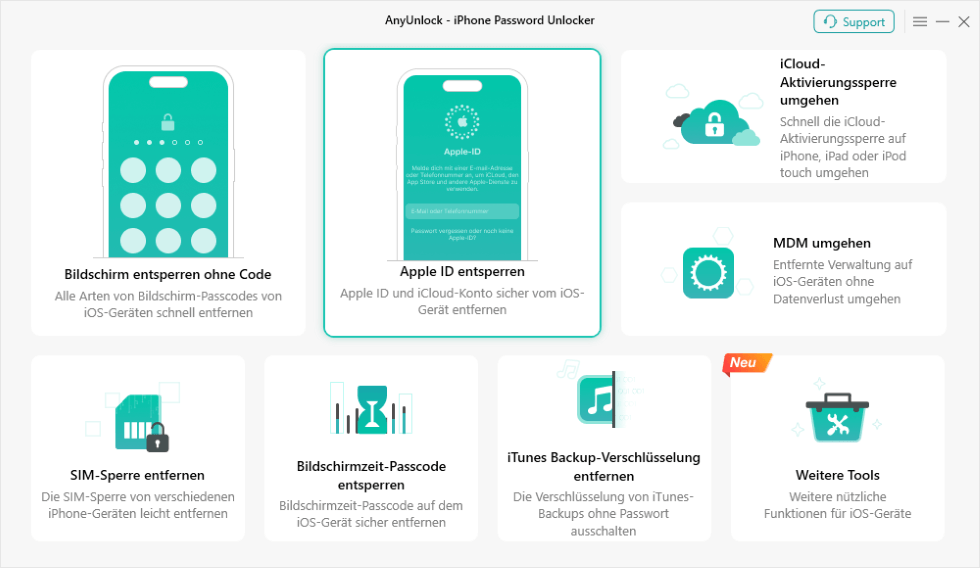 AnyUnlock AppleID entsperren