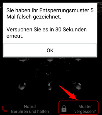Auf Muster vergessen klicken