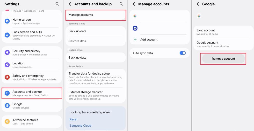 Google-Konto in den Samsung Galaxy Einstellungen entfernen