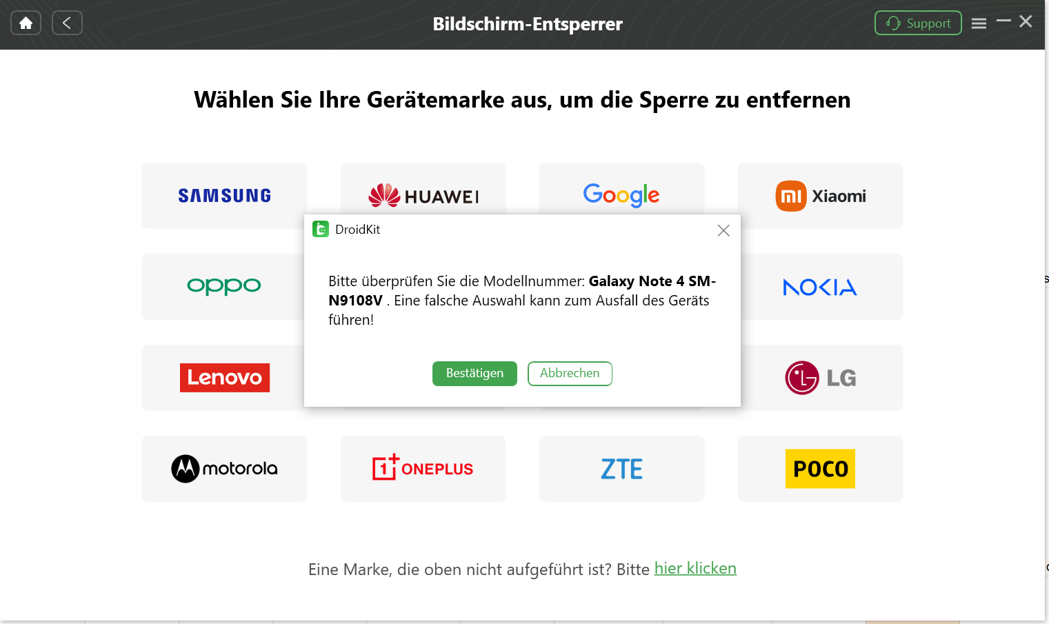 Samsung-Marke auswählen