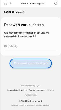 Passwort zurücksetzen