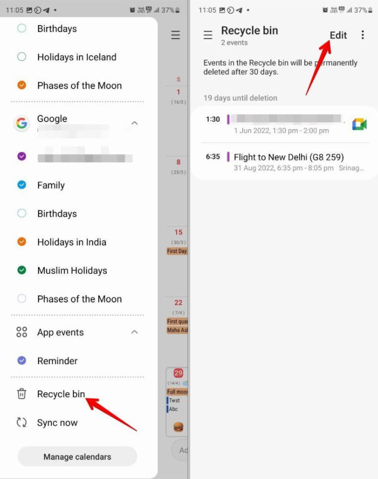 Samsung Kalender aus einer Samsung Cloud Sicherung wiederherstellen