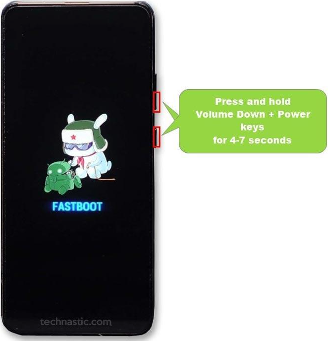 Xiaomi Fastboot-Modus mit Ein-/Aus-Taste und Leiser-Taste