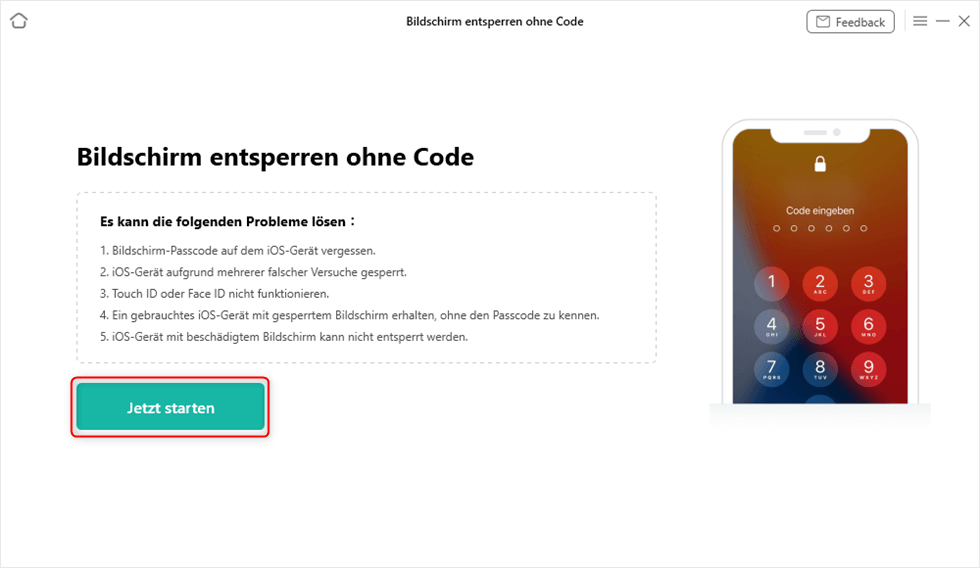 AnyUnlock-auf Jetzt starten klicken