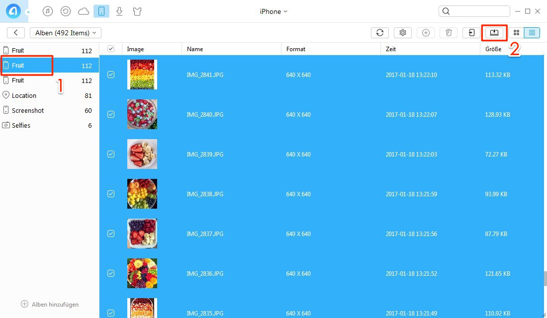 Album vom iPhone auf PC/Mac direkt übertragen - Schritt 3