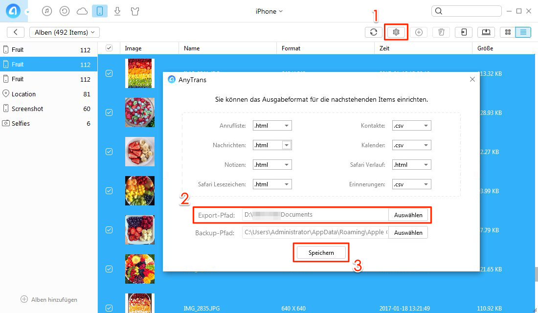 Export-Pfad einstellen – Schritt 4