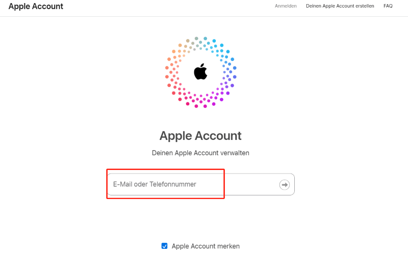 Apple ID anmelden