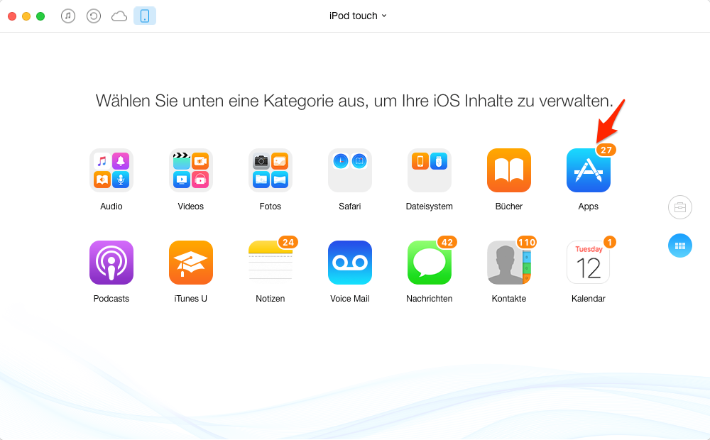 iPod Apps auf Mac – Schritt 2