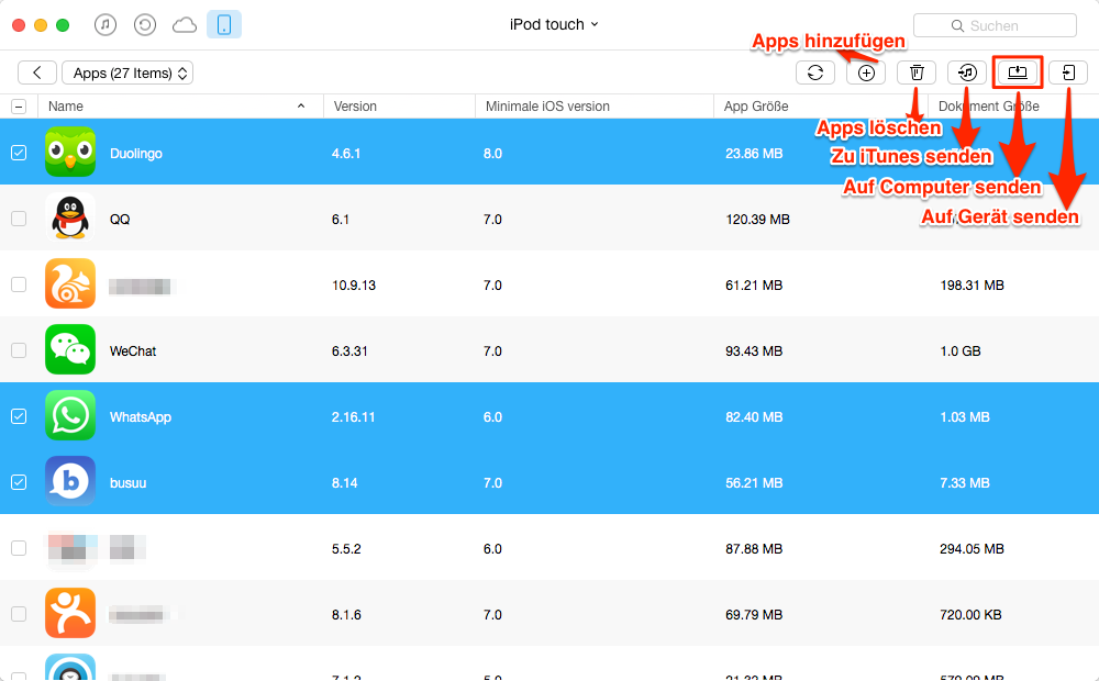 iPod Apps auf Computer übertragen – Schritt 3