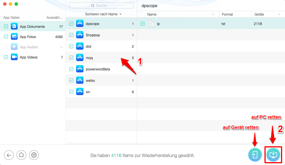 iPhone Apps wiederherstellen – Schritt 3