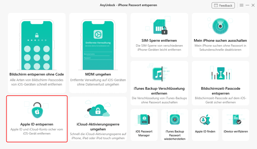 Auf Apple ID entsperren klicken