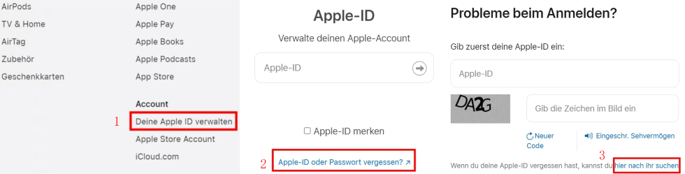 Apple-ID oder Passwort vergessen